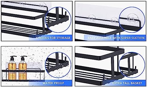Comelyjewel Set of 6 Black Suction Cup Shower Caddy