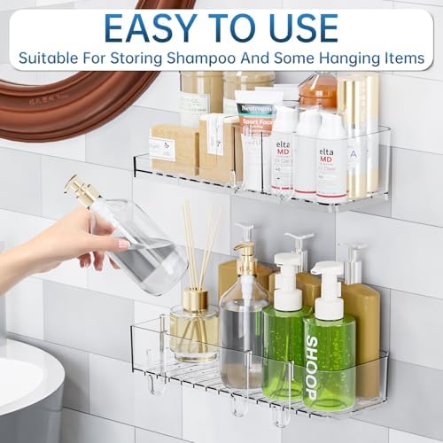 SuoXing 5-Pack Adhesive Shower Caddy with 6 Hooks