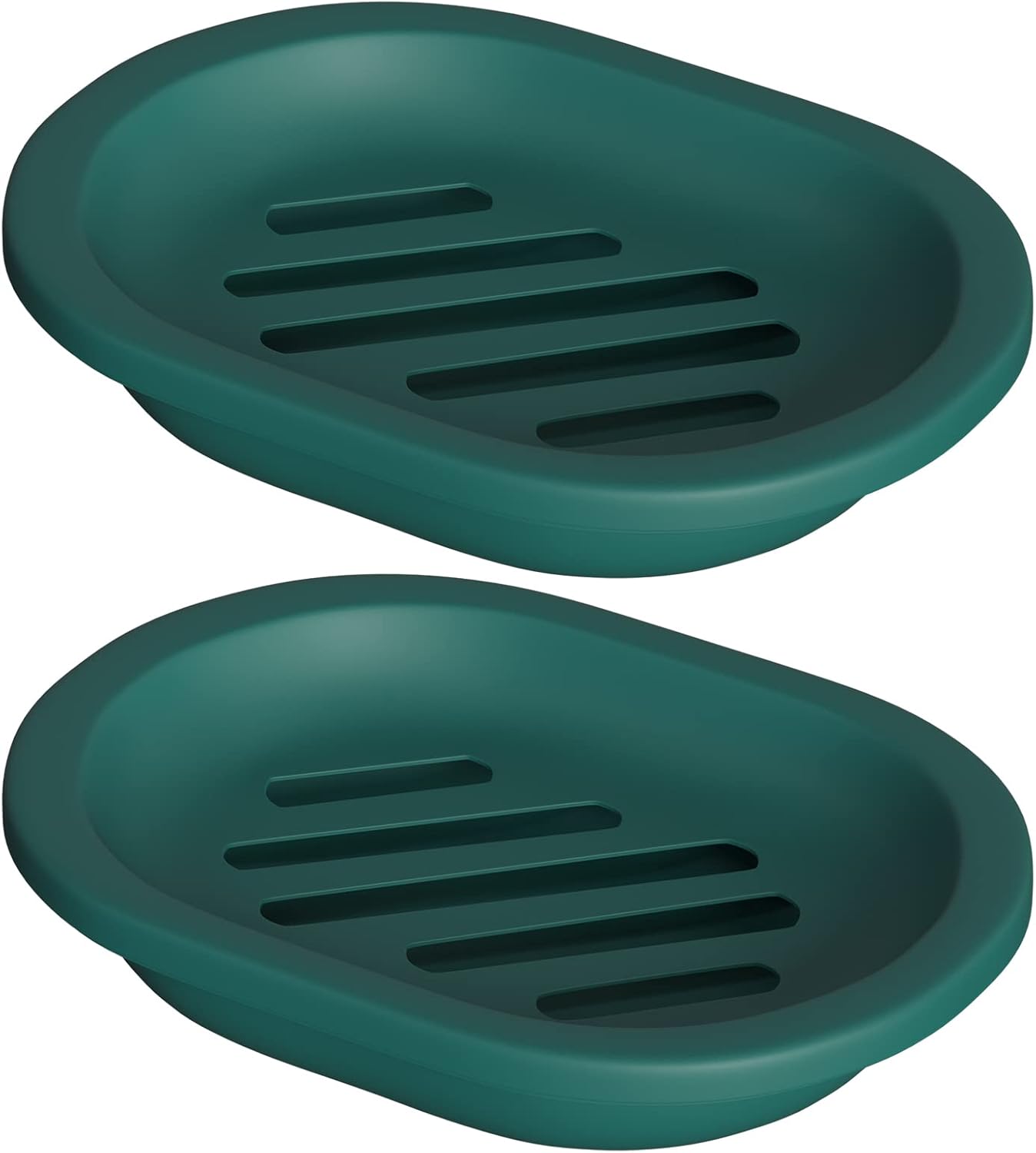 Topsky 2 Pcs Soap Dish with Drip Tray - Dark Green 1