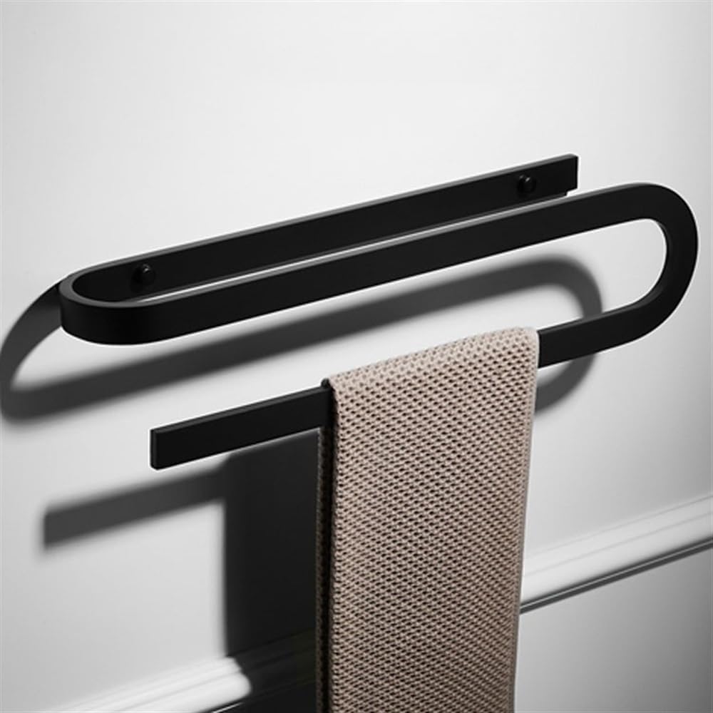 Bathroom Towel Rack No-Drilling Wall Mounted Aluminum Towel Bar Black