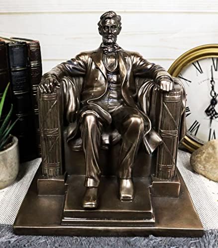 Ebros Gift Faux Bronze Lincoln Figurine 8 H
