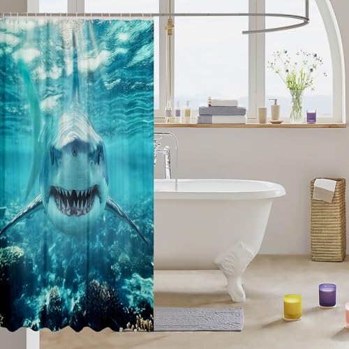 Shark Shower Curtain Set with Hooks