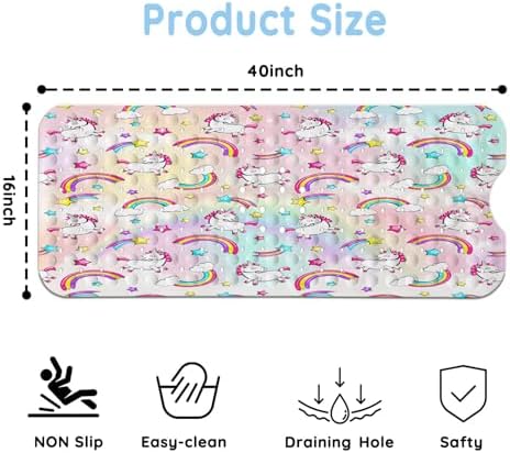 Pink Unicorn Rainbow Bathtub Mat for Kids
