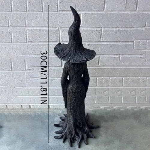 Hand-Painted Witch Sculpture 2PC Gothic Decor for Halloween