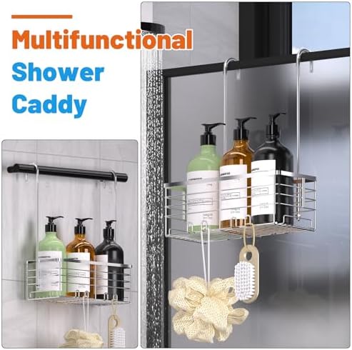 YUOROS 304 Stainless Steel Shower Caddy Over Door Organizer