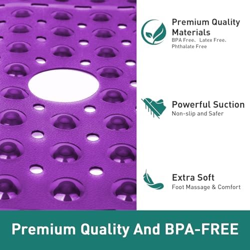 Naoloture Large Purple Square Non-Slip Shower Mat 27x27 Inch