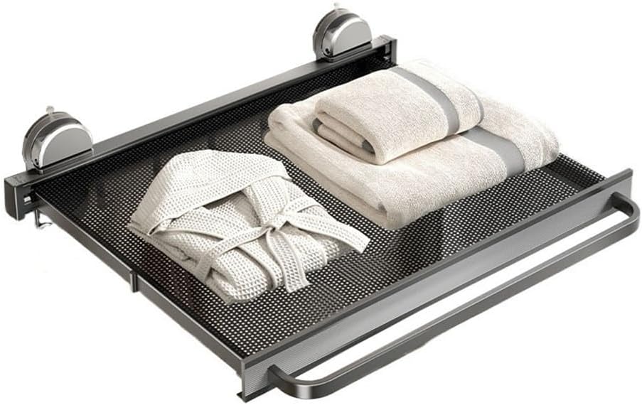 Extendable Suction Cup Towel Rack with Rod and Hooks