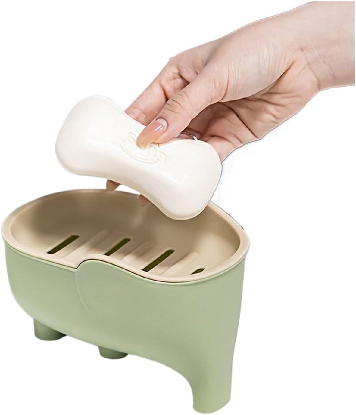 Cute Elephant Soap Dish with Double Layer Drainage 1