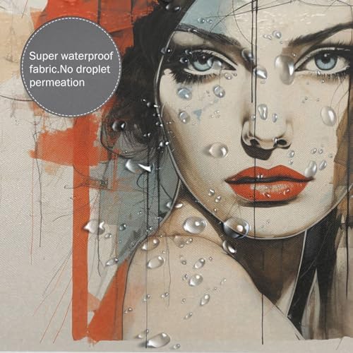 DAOWANGZUO Black Hair Girl Shower Curtain Set