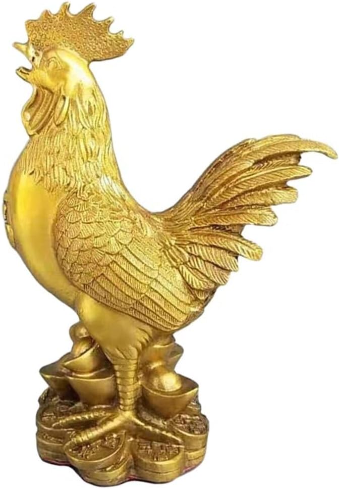 Julrybox Copper Chicken Zodiac Statue Decor