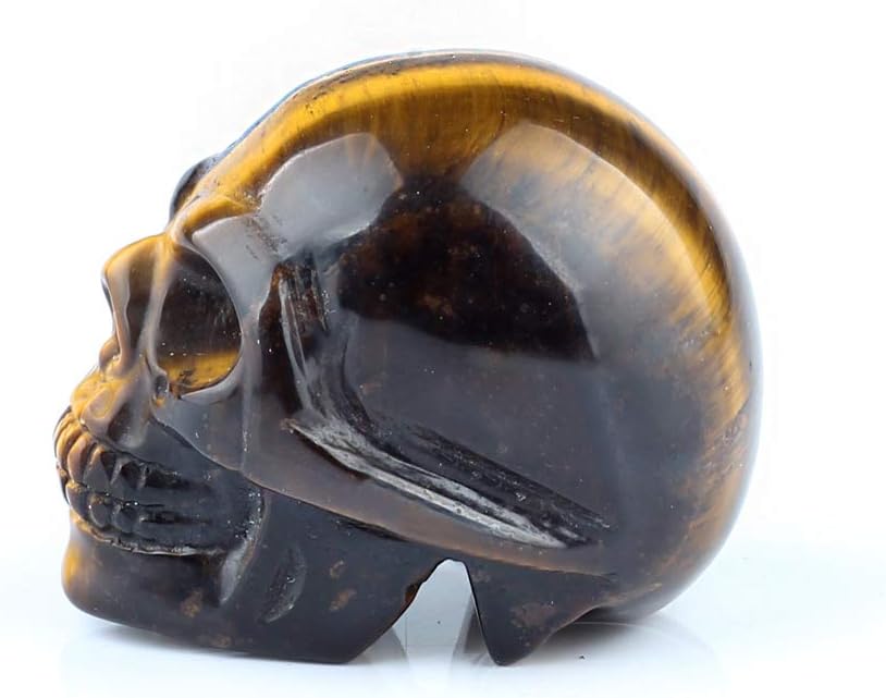 YWG Stone 50mm Yellow Tiger Eye Skull Figurine