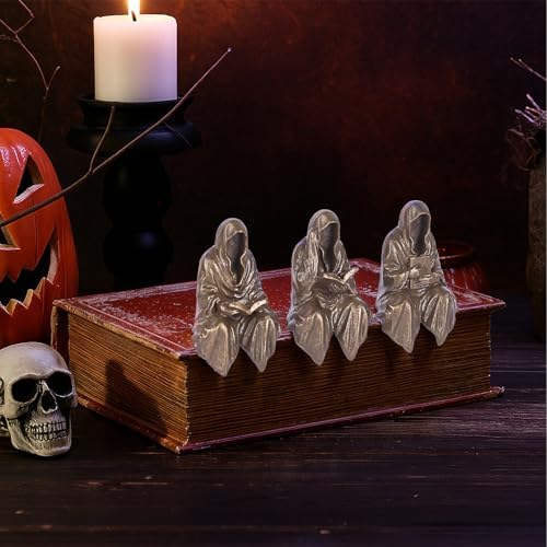 GrivSheen Reading Statue Set of 3 Gothic Fantasy Bookshelf Figurines