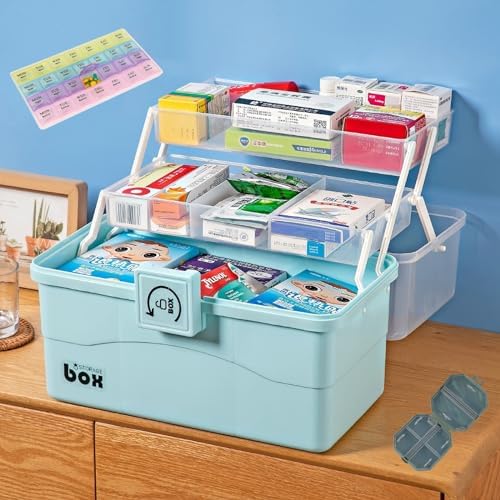Fragolucyou Medicine Cabinet with 3 Tier and 7 Day Pill Organizer