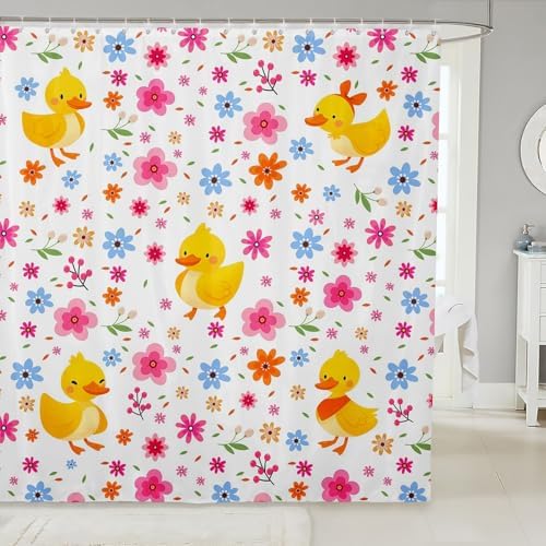 Erosebridal Girly Pink Floral Shower Curtain Set