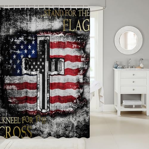 Erosebridal American Flag Camo Shower Curtain Set with 12 Hooks