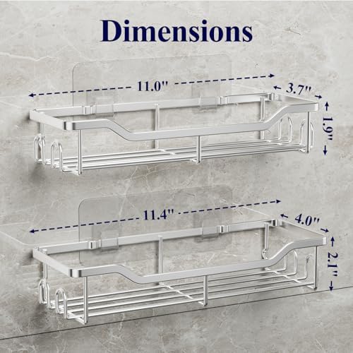 Kitsure Large Shower Caddy - 2 Pack Stainless Steel Adhesive Organizer