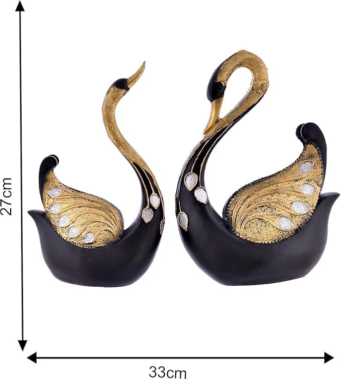 Handmade Swan Couple Sculpture - Large Home Decor Figurine