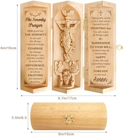 Gnrlfor Openable Wooden Jesus Statue with Serenity Prayer