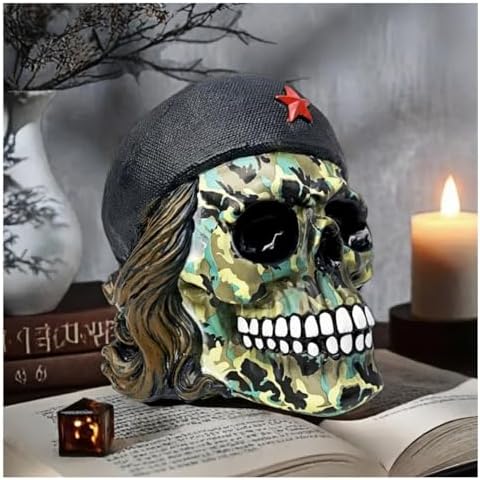 Decorative Military Skull Figurine 65 Inch Camo Flame Design