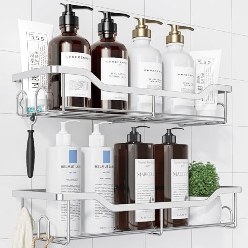 Kitsure Large Shower Caddy - 2 Pack Stainless Steel Adhesive Organizer