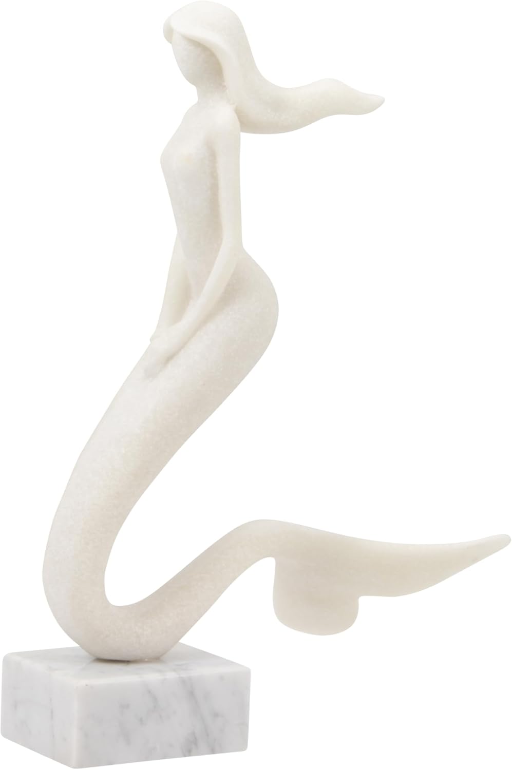 White Marble Mermaid Statue 14 Inch Home Decor 1