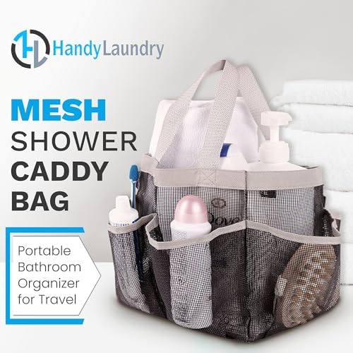 Handy Laundry Mesh Shower Caddy Bag - 7 Pockets Collapsible Portable