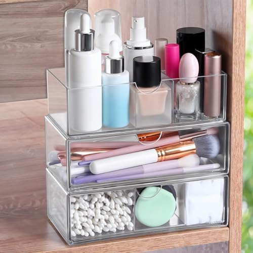 3 Packs Medicine Cabinet Organizer with 3 Drawers and Removable Dividers 1