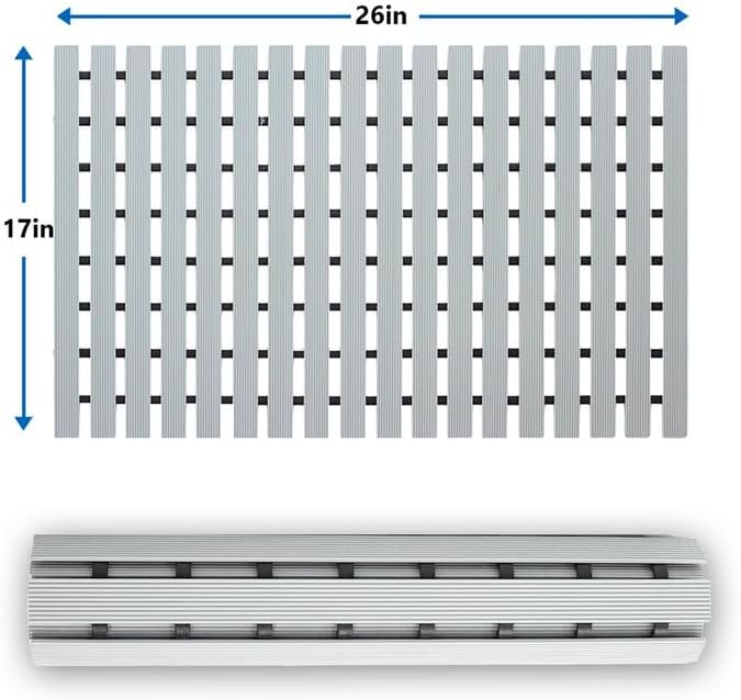SUWUYUE Grey 17x26 Non-Slip Bath Mat with Drain Holes