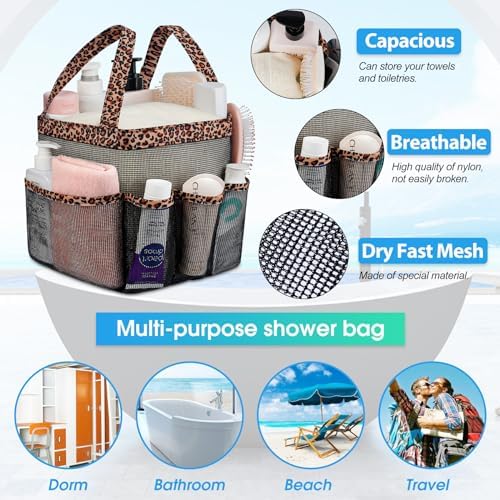 Attmu Portable Mesh Shower Caddy with 8 Pockets