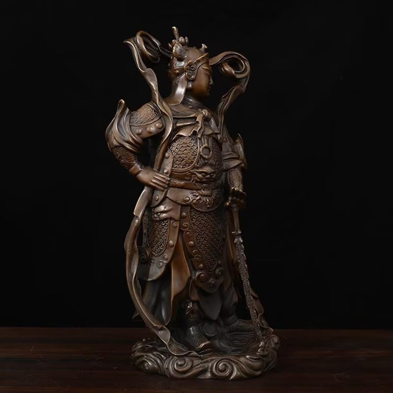 Guan Yu Brass Statue with Dragon Pattern 79 x 75 x 161 Inch