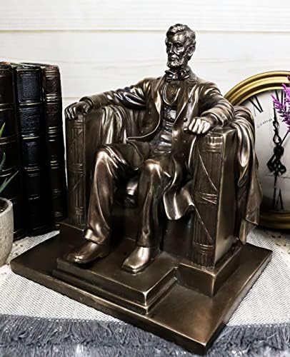 Ebros Gift Faux Bronze Lincoln Figurine 8 H