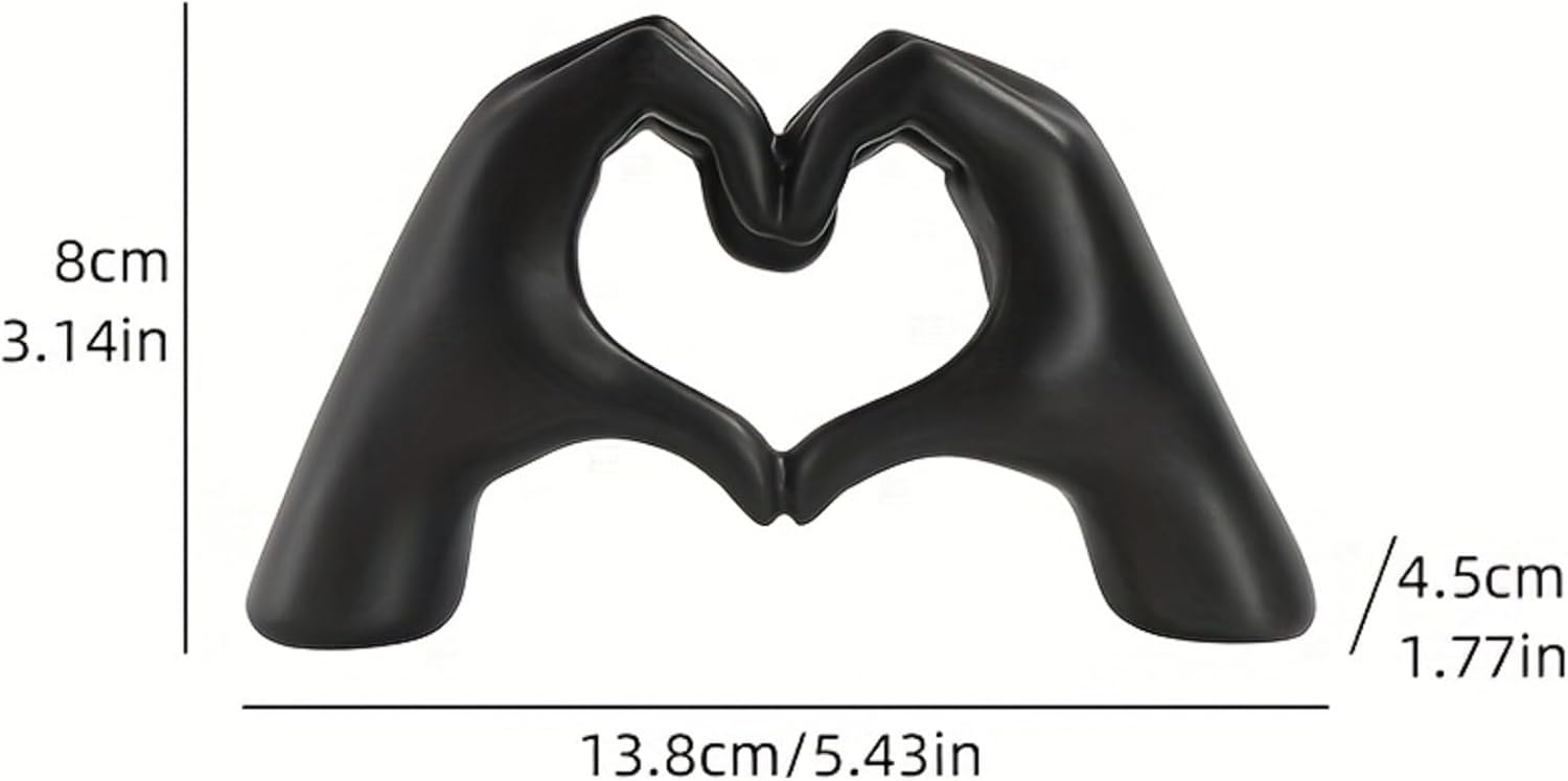 Art Deco Resin Heart Finger Sculpture Black