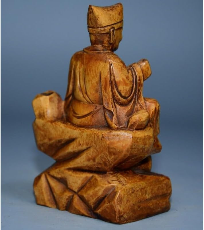 Handcrafted Boxwood Jigong Arhat Statue for Home Decor