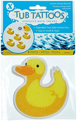 SlipX Solutions Adhesive Bath Treads 5 Pieces Duck Tub Tattoos for Kids