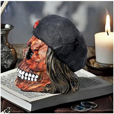 Decorative Military Skull Figurine 65 Inch Camo and Flame Design