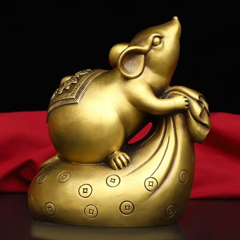 Brass Zodiac Rat Feng Shui Statue Home Decor