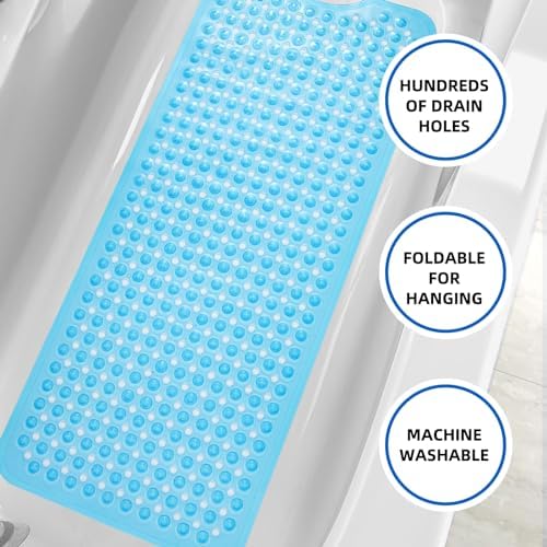 MOONFLY Extra Long Non-Slip Bath Mat 40x16 Inches