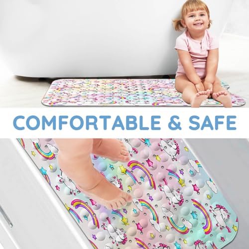 Pink Unicorn Rainbow Bathtub Mat for Kids