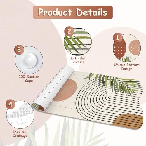 Boho Style Non Slip Bathtub Mat with Suction Cups
