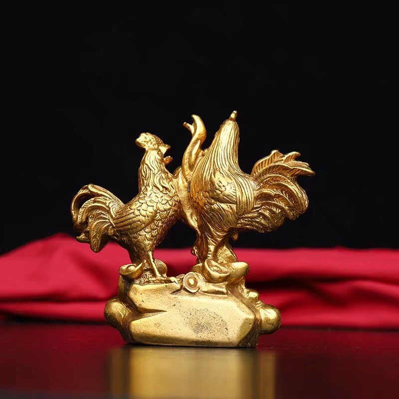 Julrybox Brass Chicken Feng Shui Statue