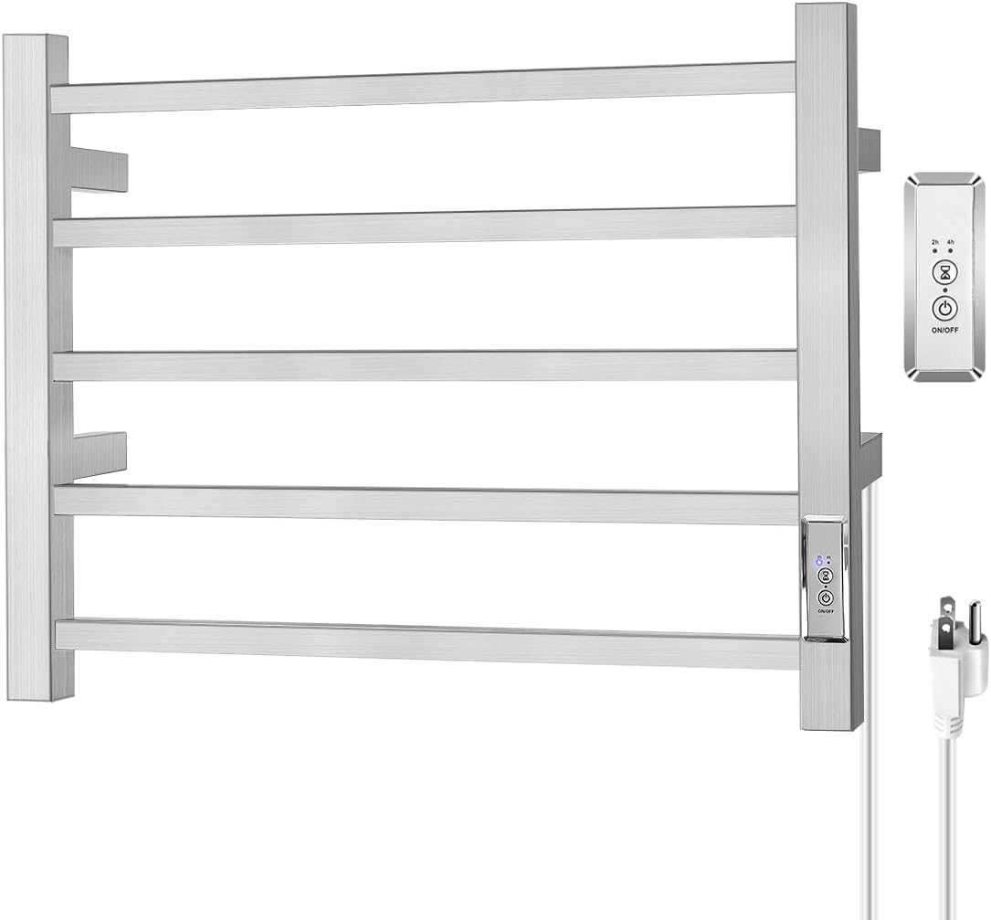 Aquatrend Heated Towel Rack with 5 Bar Stainless Steel Design