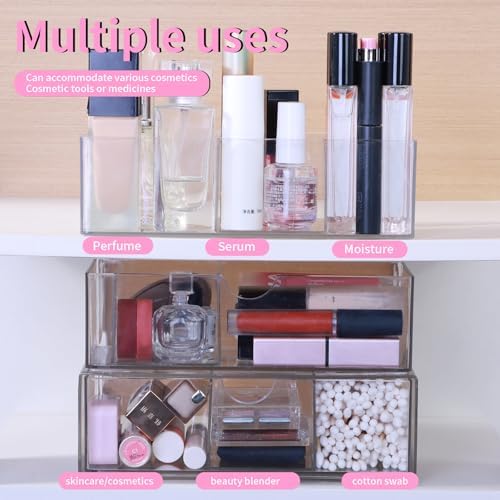 Adjustable Medicine Cabinet Organizer with 3-Tier Clear Acrylic Storage