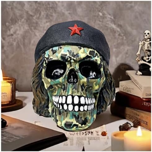 Decorative Military Skull Figurine 65 Inch Camo Flame Design