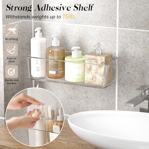 PAVSTINE 2 Pcs Clear Shower Shelf Organizer