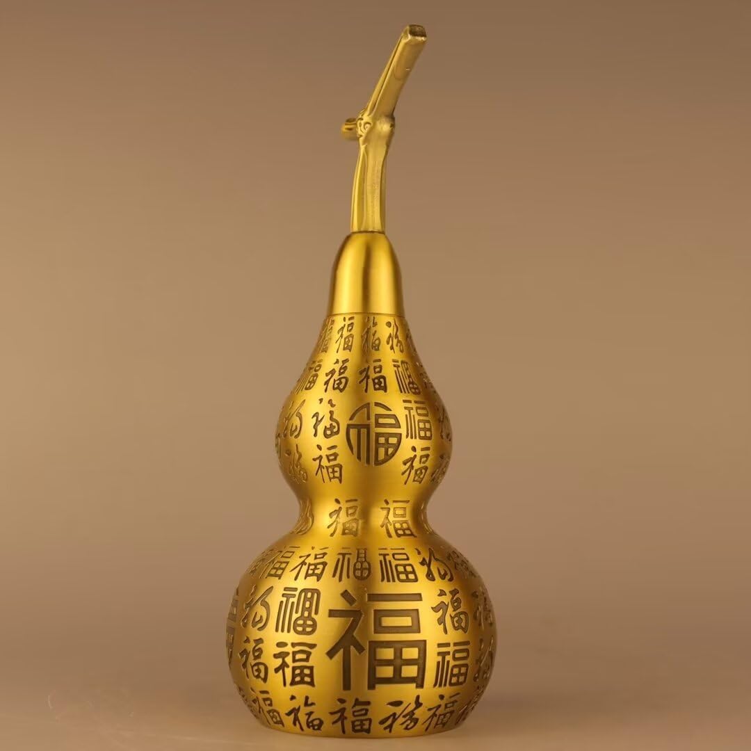 Chinese Gourd Feng Shui Charm Brass Sculpture Decor