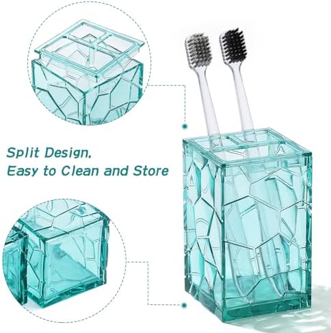 YAUKPH Clear Acrylic Bathroom Accessories Set - 5 Piece Teal Blue