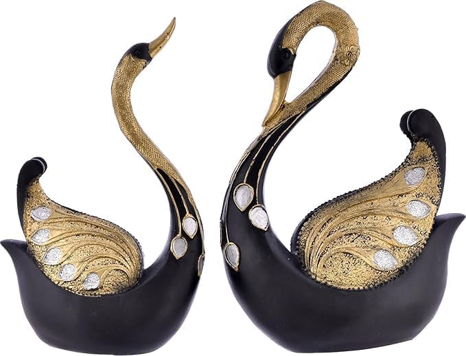 Handmade Swan Couple Sculpture - Large Home Decor Figurine