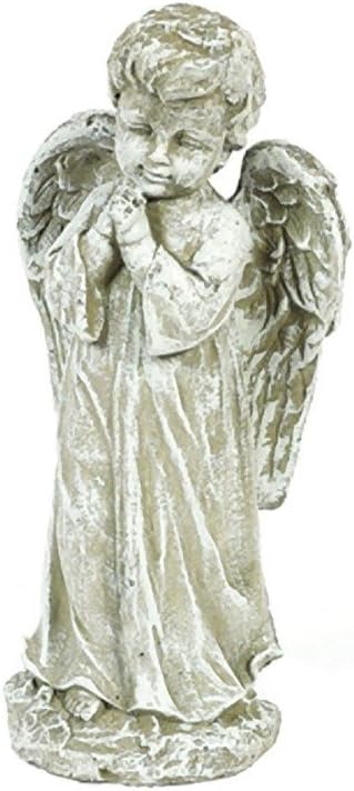 Solid Rock Innocence Angel Statue 13 Inch Marble Tone Decor