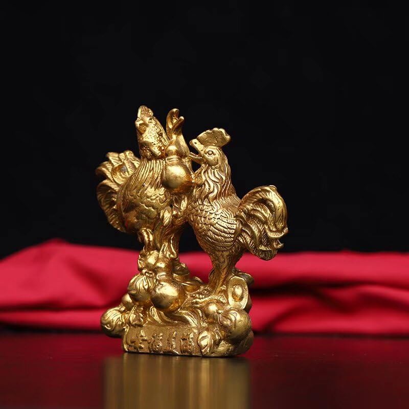 Julrybox Brass Chicken Feng Shui Statue