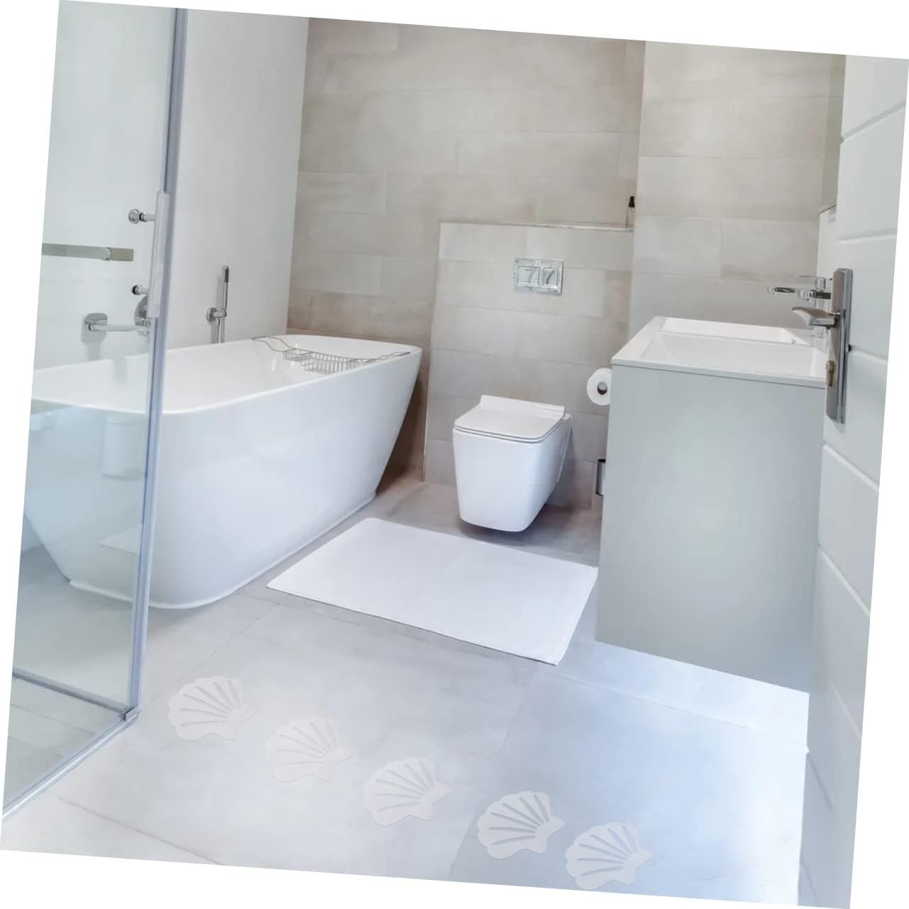 VOSAREA 12Pcs Shell Shape Safety Decals for Bathroom